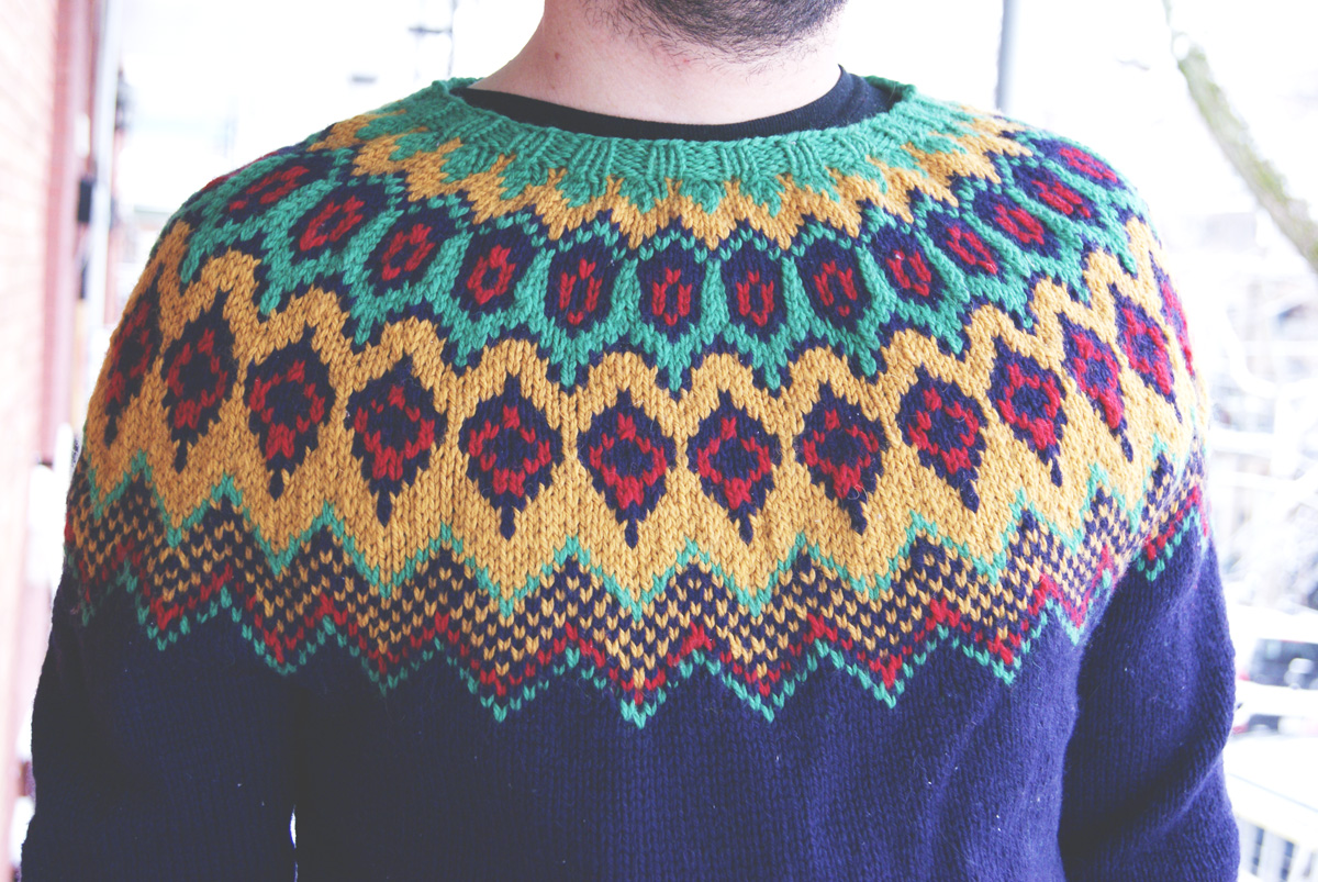 Chandail tricoté pour homme avec col en jacquard - détail